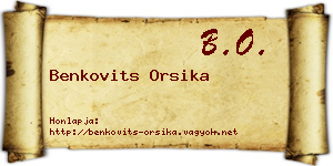 Benkovits Orsika névjegykártya